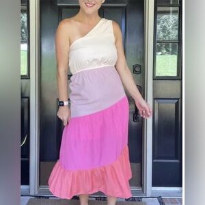 1.4.3. Story by Line Up One-Shoulder Pink and Cream Dress